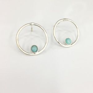 Cute Amazonite stud earrings in Argentium silver
